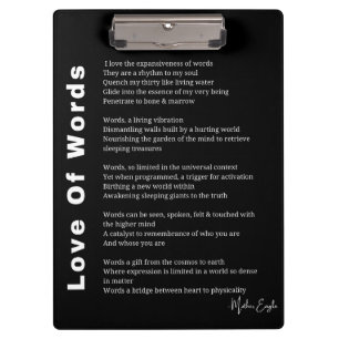 Liebe des Gedichts Poesie Wand Kunst Poster schwar Klemmbrett
