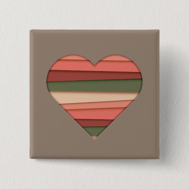 Liebe des Herzens Gestreifter Valentinstag Button (Vorderseite)