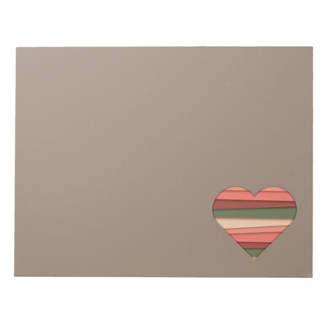 Liebe des Herzens Gestreifter Valentinstag Notizblock (Vorderseite)