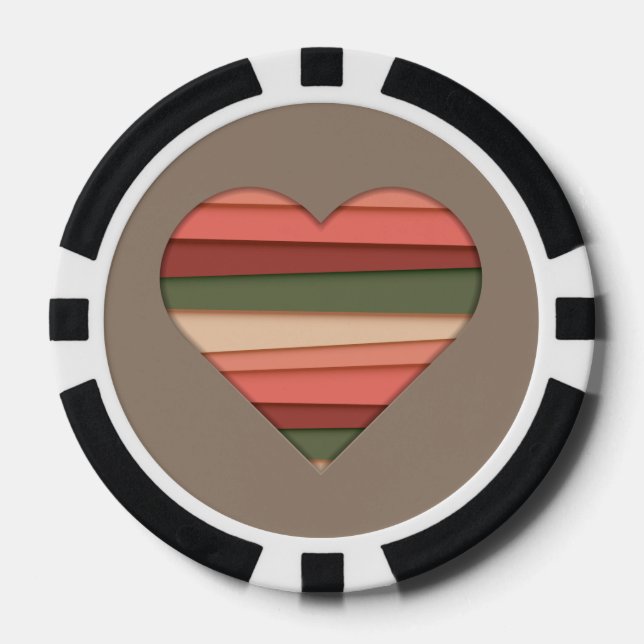 Liebe des Herzens Gestreifter Valentinstag Pokerchips (Vorderseite)
