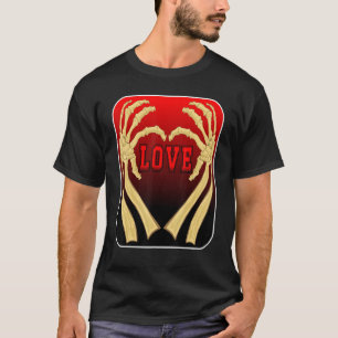 Liebe des Herzens Symbol Skeletal Finger Knochen H T-Shirt
