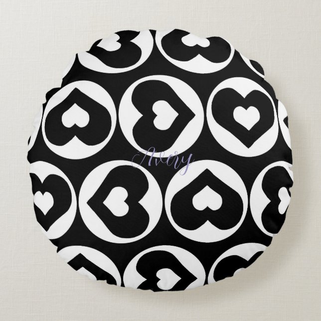 Liebe des Herzmusters Graphic Bold Rundes Kissen (Vorderseite)