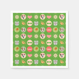 Liebe des Hundes auf Grün Serviette