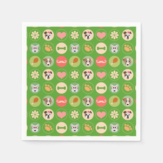 Liebe des Hundes auf Grün Serviette (Vorderseite)