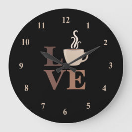 Liebe des Kaffees in Schwarz Große Wanduhr