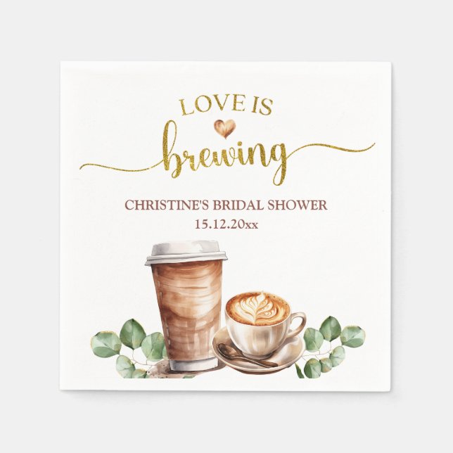 Liebe des Kaffees ist das Brechen von Brautparty N Serviette (Vorderseite)