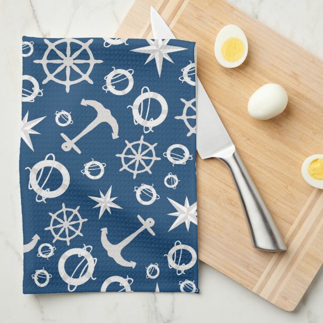 Liebe des Kompassboots des Ankerringes Geschirrtuch (Viertel Falte)