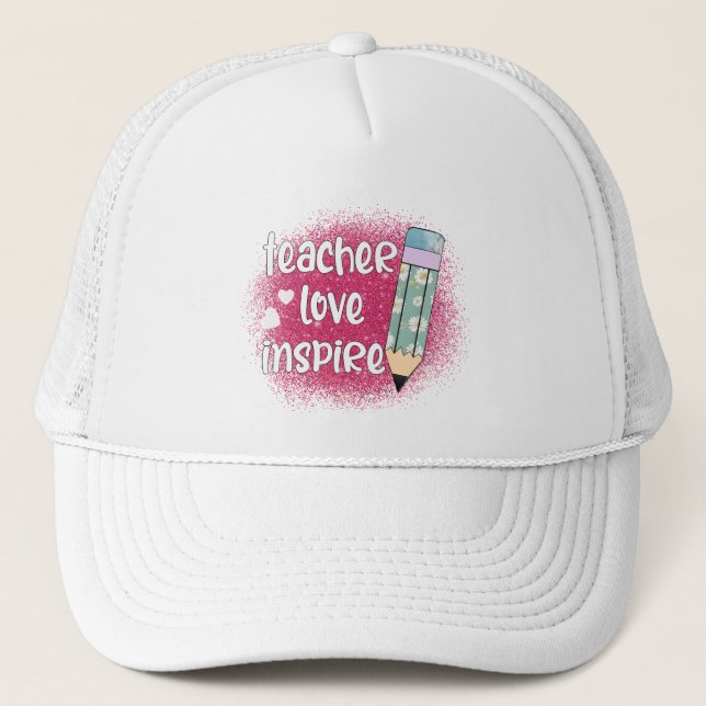 Liebe des Lehrers Inspiriert - Rosa Glitzer und Bl Truckerkappe (Vorderseite)