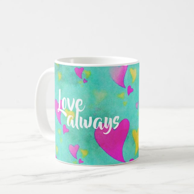 Liebe des niedlichen Herzmusters immer Ihren Namen Kaffeetasse (Vorderseite Links)