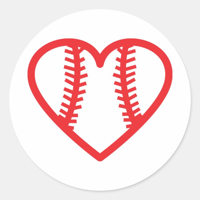 Liebe des roten Baseballherzes Runder Aufkleber (Vorderseite)