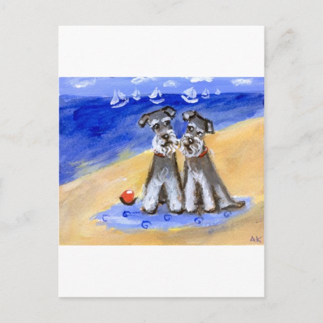 Liebe des Schnauzer Strandes Postkarte (Vorderseite)