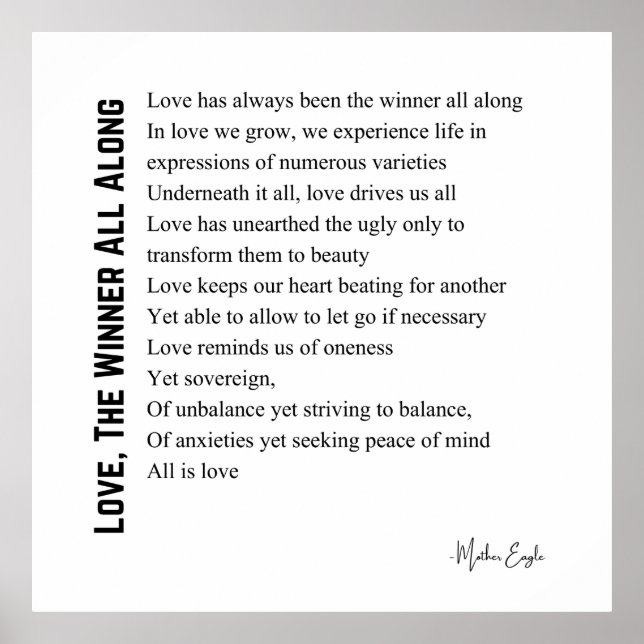 Liebe des Siegers während des Gedichtposters Poster (Vorne)