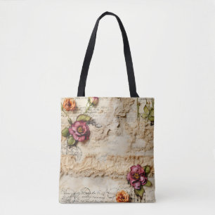 Liebe des Vintagen Dokuments mit Blume (8) Tasche