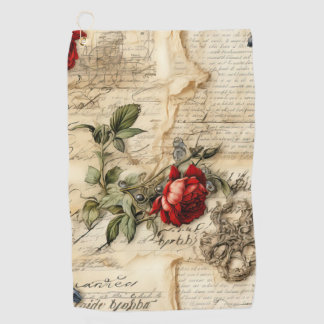 Liebe des Vintagen Dokuments mit Blume (9) Golfhandtuch