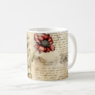 Liebe des Vintagen Pergaments mit Blume (1) Kaffeetasse
