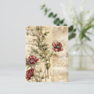 Liebe des Vintagen Pergaments mit Blume (1) Postkarte