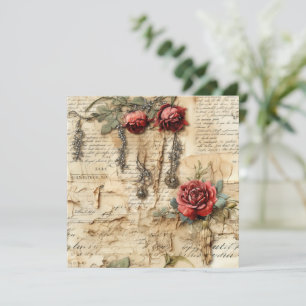 Liebe des Vintagen Pergaments mit Blume (4)