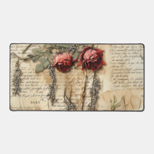 Liebe des Vintagen Pergaments mit Blume (4) Schreibtischunterlage