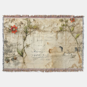 Liebe des Vintagen Pergaments mit Blume (6) Decke