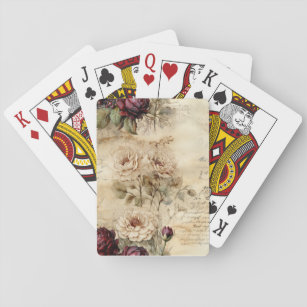 Liebe des Vintagen Pergaments mit Blume (7) Spielkarten