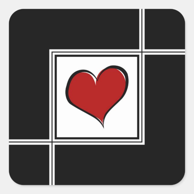 Liebe Design Quadratischer Aufkleber (Vorderseite)