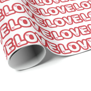 "Liebe"-Design, rote, abgerundete Buchstaben mit H Geschenkpapier