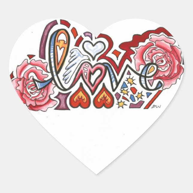 Liebe-Designkleber Herz-Aufkleber (Vorderseite)
