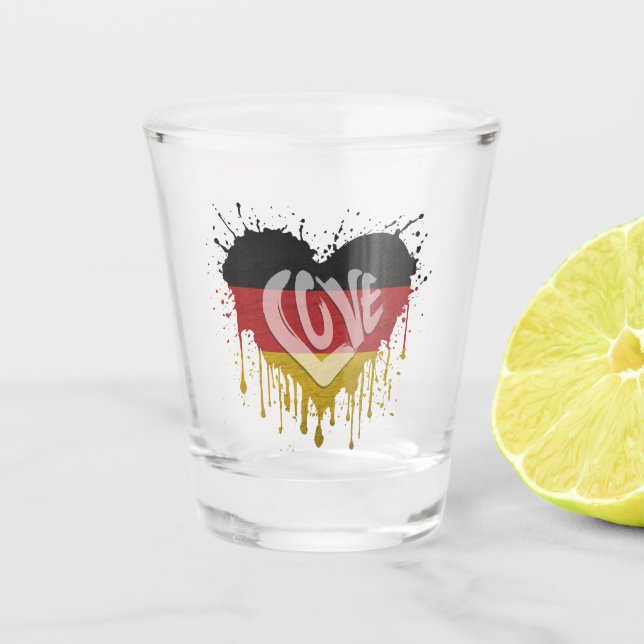 Liebe Deutschland Flagge Schnapsglas (Vorderseite)