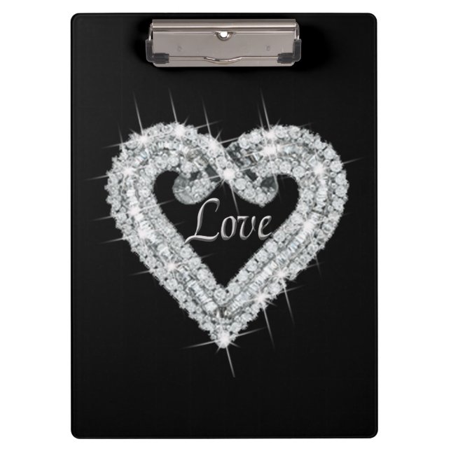 Liebe Diamond Heart Clipboard Klemmbrett (Vorderseite)
