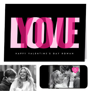 Liebe dich 2 Foto Frohen Valentinstag Black Pink Karte