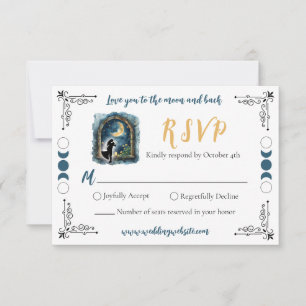 Liebe dich bis zum Mond Himmlische Hochzeits-RSVP- Einladung