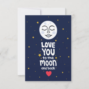 Liebe dich bis zum Mond und zurück Handgezeichnete Karte