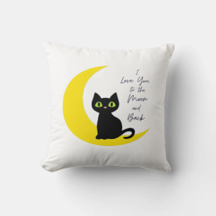 Liebe dich bis zum Mond und zurück Schwarze Katze Kissen