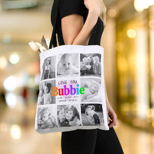 Liebe dich Bubbie Farbige moderne 8-Foto-Collage Tasche