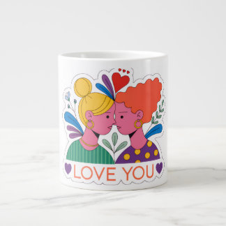 Liebe dich bunte Blumenumarmung Illustration Jumbo-Tasse