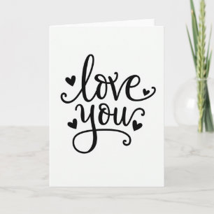 Liebe dich Herzen Kalligrafie-Matte-Karte Karte