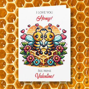 Liebe dich Honig Bienen-Themen Valentinstag Karte