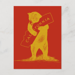 Liebe dich Kalifornien--Rot und Gold Postkarte