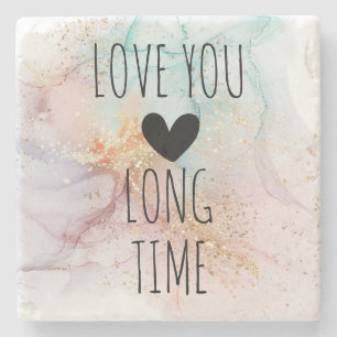 Liebe dich lange Zeit Regenbogen Tinte Gold Glitte Steinuntersetzer