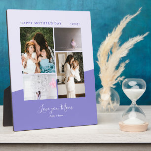 Liebe dich Lila Muttertagsgeschenk Fotocollage Fotoplatte