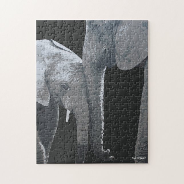 Liebe dich mehr, Original-Elefantenkunst (Vertikal)
