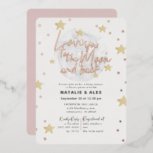 Liebe dich Mond & Zurück Mädchen Baby Shower Folieneinladung