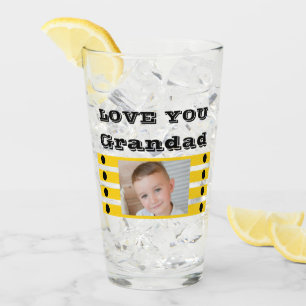 Liebe dich Opa zwei Fotos schwarz gelbes Bier Glas
