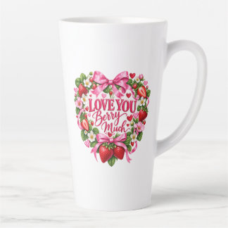 Liebe dich sehr Erdbeertasse | Rosa Romantik Milchtasse