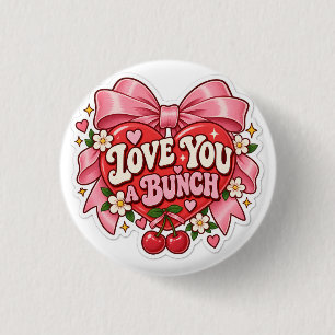 Liebe dich sehr Retro-Coquette-Herz-Schleifen-Aufk Button