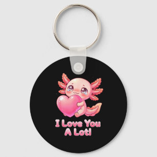 Liebe dich sehr! Süßer rosa Axolotl Herz Chibi Mäd Schlüsselanhänger