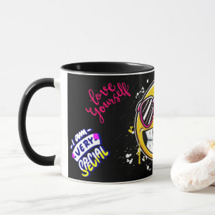 liebe dich selbst Lustiges Smiley-Gesicht Cooles D Tasse