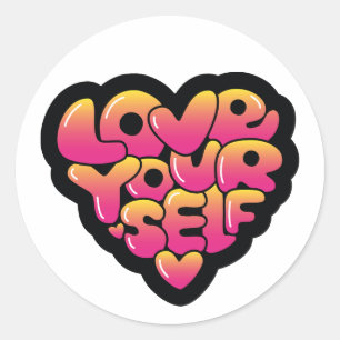 Liebe dich selbst Typografie Herz Aufkleber