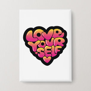 Liebe dich selbst Typografie Herz Aufkleber  Button