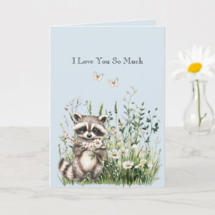 Liebe dich so sehr Waschbär Blumen Schmetterling Karte